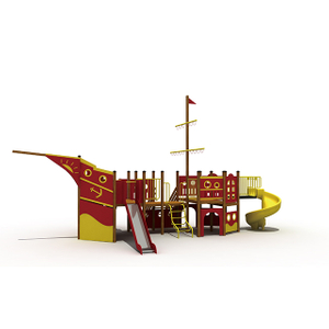 Coffret de jeu en bois de bateau de pirate pour enfants de terrain de jeu extérieur de parc d'attractions