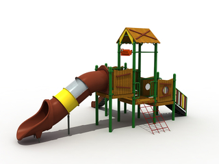Équipement de terrain de jeu pour enfants de la maison en bois pour enfants en plein air