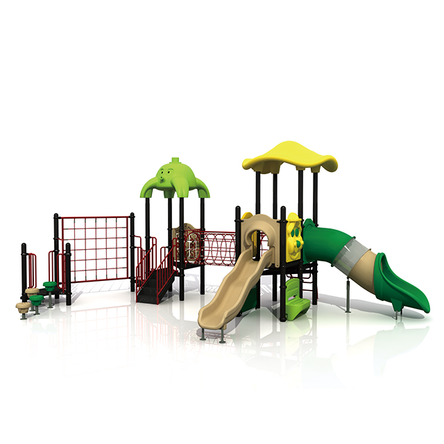 Terrain de jeu de forêt d'enfants d'âge préscolaire avec l'équipement extérieur de jeu de glissière pour le parc