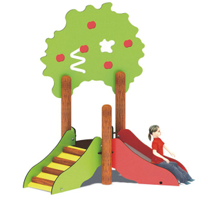Équipement de jeu de terrain de jeu intérieur/extérieur pour tout-petits en PEHD Apple Tree avec toboggan